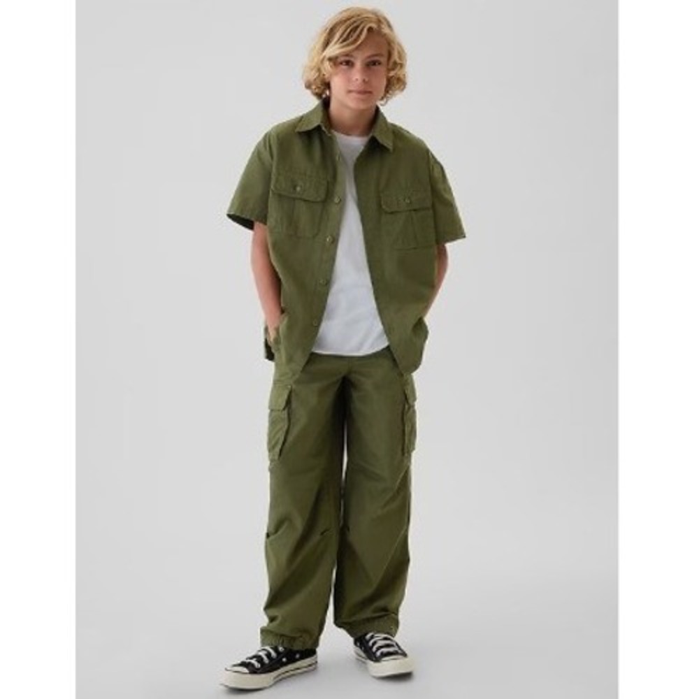 GAP Kids Boys XXXL 18-20 Olive Green Cargo Jogger Pants Elastic Waist EUC